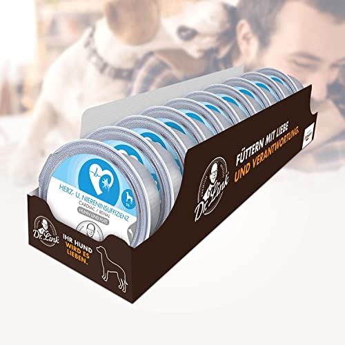 Dr. Link Spezial-Diät Hundefutter für Hunde, Herz & Nieren – Premium Alleinfuttermittel mit Huhn & Pute, Unterstützung der Herz- & Nierenfunktion, Omega-3, hochwertige Proteine – 10x125g Schale