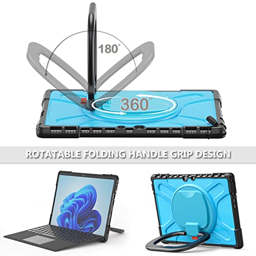 Coque antichoc Surface Pro 8 résistante aux chutes avec support bleu pour tablette