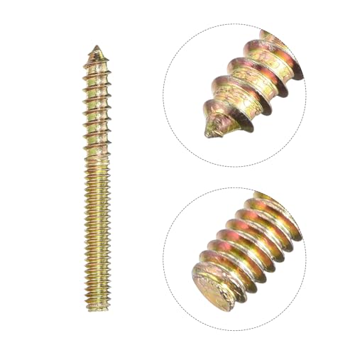 Image of uxcell 1 /4-20x2-1 /4 Hanger Bolts, 16pcs Double Ended Screws Wood Dowel Screws for Furniture