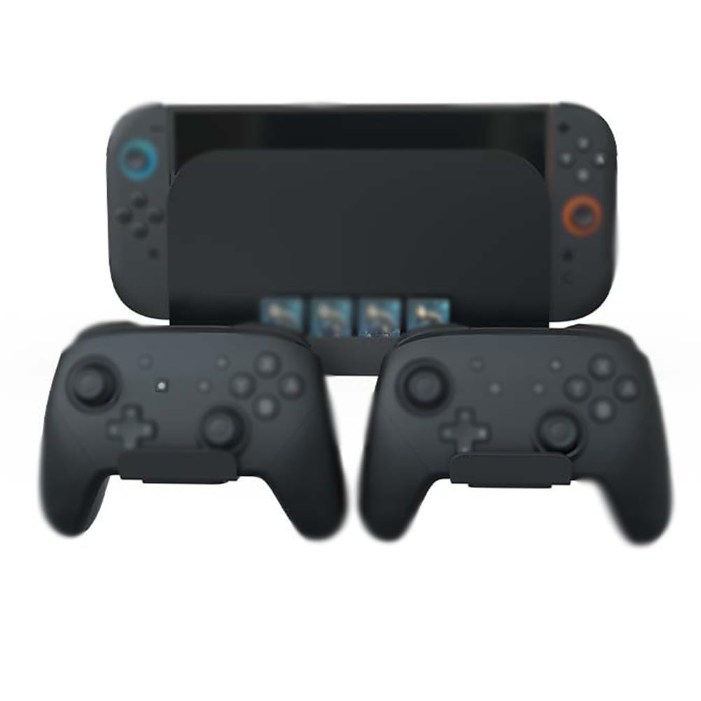 Staffa da parete per Nintendo Switch 2, supporto per console salvaspazio con controller e spazio per giochi, struttura in ferro + ABS, 8 x 5 x 22 cm, nero