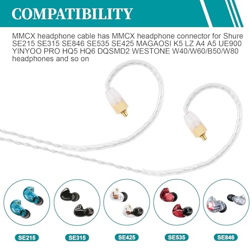 Cable Zosvoses SE535 Compatible MMCX 3.9ft miniatura 2