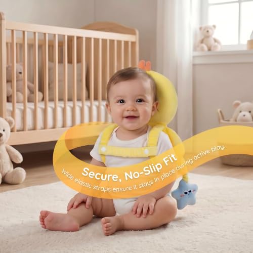 Image of Baby Head Protection Backpack - Soft Lightweight Fall Cushion for Toddlers During Crawling & Walking, Helps Ease Impact from Backward Tumbles(Yellow Chick)