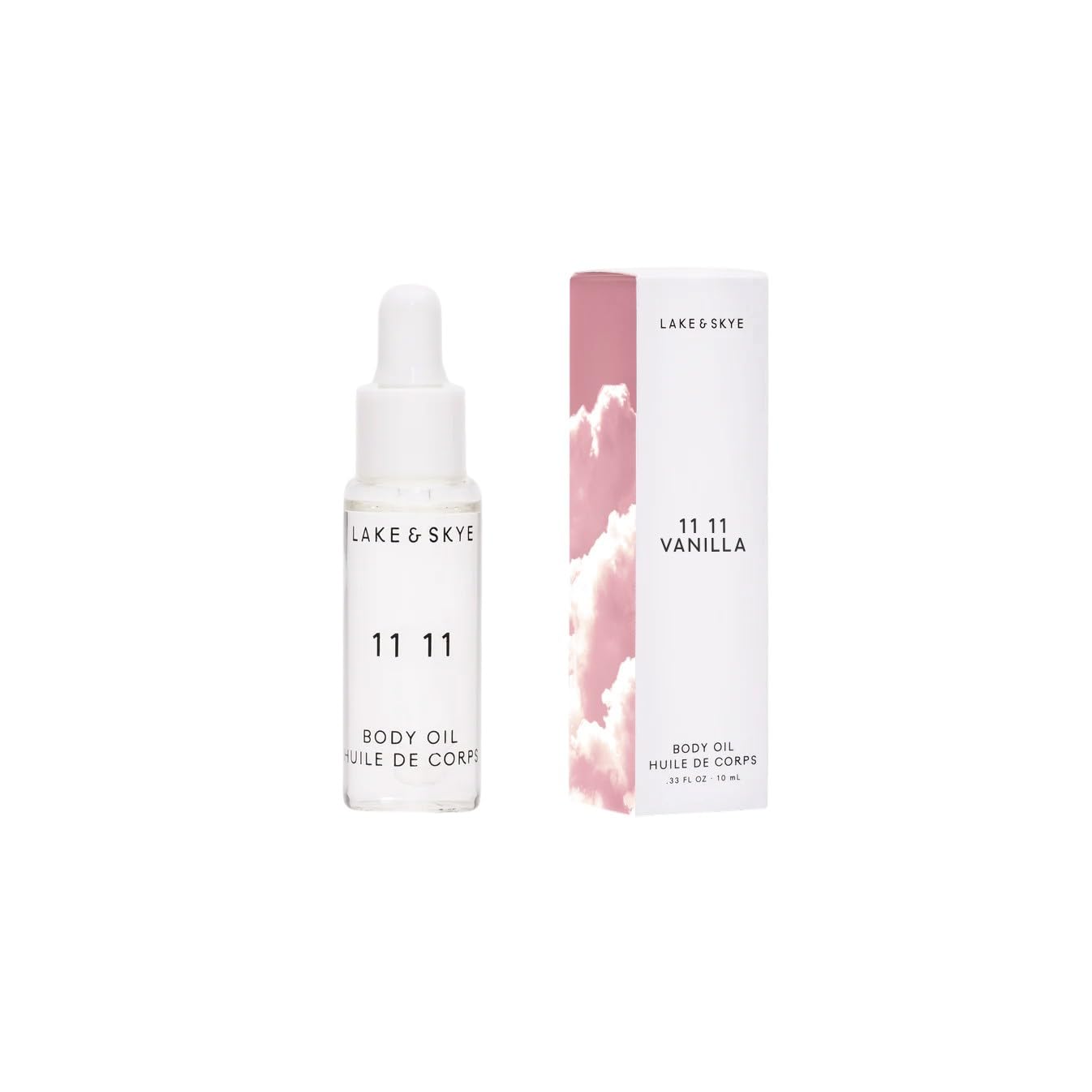 Lake & Skye 11 11 Vanilla Body Oil, 10mL, Subtle Musk & Vanilla Scent, Hydrating All-Over Moisturizer with Almond Oil, Vitamin E, Paraben-Free, Vegan, Nourishes & Softens Dry Skin, Sample