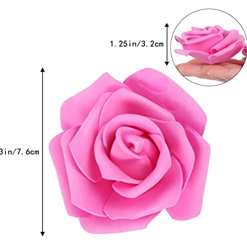 Image of VRB Dec 24 pcs Rose Artificial Flowers for Decoration,Artificial Flower,Flower for Hair Styling,Flower for Pooja, for Home Decor,Diwali. (24pcs - Dark Pink Big Foam Rose)