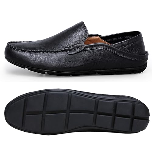 Image of Go Tour Men's Premium Genuine Leather Casual Slip on Loafers Breathable Driving Shoes Fashion Slipper