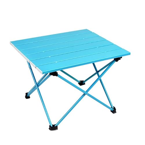 MDHEWSH ポータブルアルミニウム合金折りたたみ超軽量キャンプテーブル、収納が簡単でキャリーバッグ付き,ブルー,40*35*28.5 cm