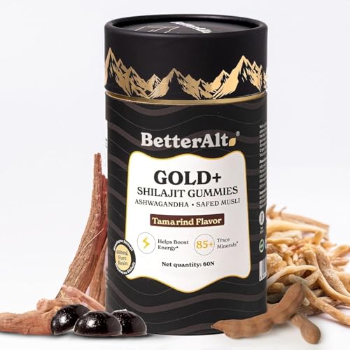 Image of Better Alt Gold+ Shilajit Gummies | With Ashwagandha, Safed Musli,Shilajit Resin & Ginger |Helps Boost Energy & Improves Stamina |1-Month Dietary Supplement|60 Gummies