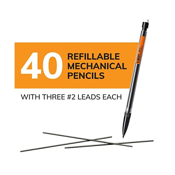 Bic Mechanical Pencils, 40 count, Black barrel with multi color clips by BIC – Bild 3