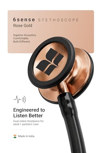 Image of Knya 6sense Stethoscope for Doctors & Residents | Tunable Diaphragm | Dual-Head Chest Piece for Adult & Pediatric Use | Lightweight Stainless Steel | Latex-Free Tubing | Soft-Seal Ear Tips | Premium Gift Box | for Medical Students (Rose Gold)