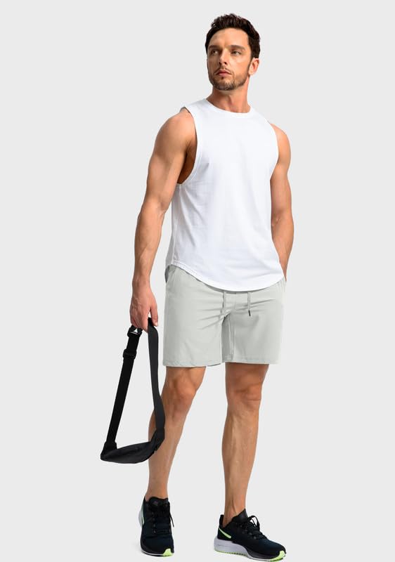 Image of Men's Running Shorts with Zipper Pockets 7 Inch Lightweight Quick Dry Gym Workout Athletic Shorts for Men