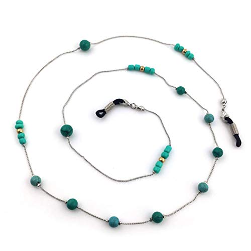 Premium Handmade Silver and Turquoise Beaded Eyeglass Holder, Eyeglass Chain for Women, Eyeglass Necklace