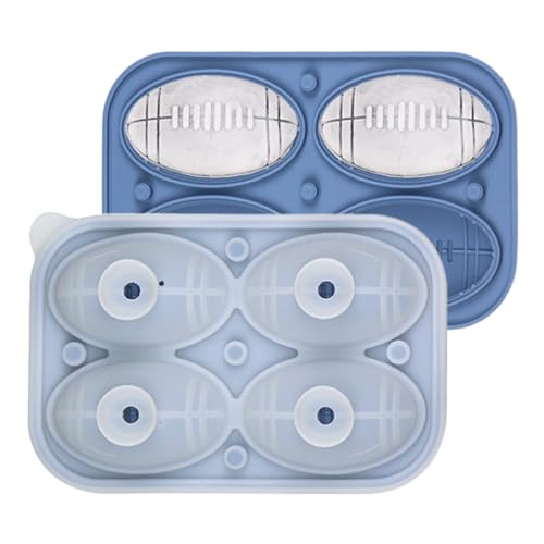 Molde de caramelo de fútbol | Molde 3D de 4 cavidades – Molde de silicona para chocolate – para whisky, café, barra de agua, refrigerador, congelador, pastel de chocolate, caramelo, fondant, bola de