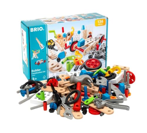 BRIO Builder 34587 Box 136 TLG. - Das kreative Konstruktionsspielzeug aus Schweden - Der ideale Einstieg in die Welt des Bauens und Bastelns - Für Kinder ab 3 Jahren