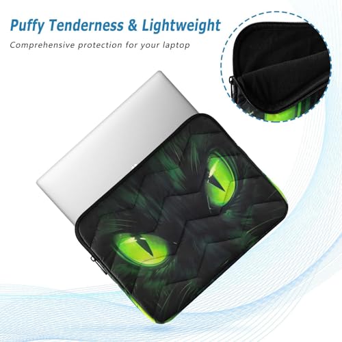 Funda para portátil de 13-14 pulgadas con diseño de ojos verdes de gato miniatura 5