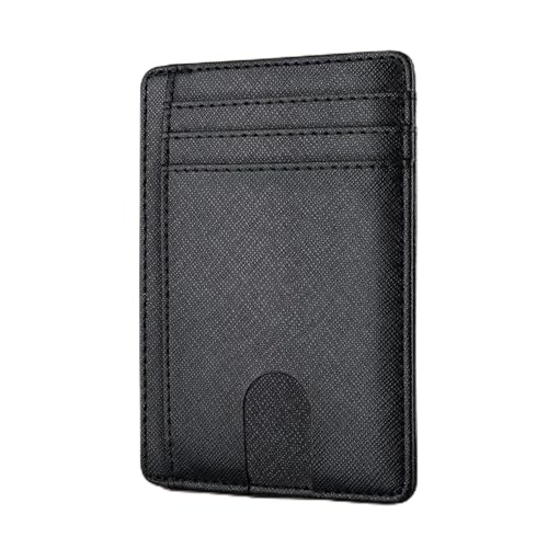 Carteira masculina com bloqueio de RFID, porta-cartão de crédito para homens e mulheres, couro fino, minimalista, porta-cartões RFID, bolso Ridge, carteira de viagem, Cruz preta, Slim