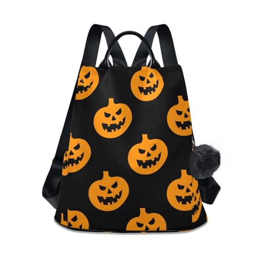 Sac à dos grande capacité Halloween citrouille pour femme aux finitions soignées