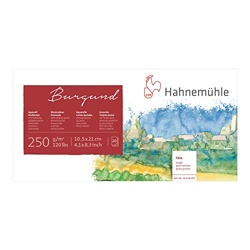 Hahnemuhle Watercolor Postcard Pad, 250gsm Rough, 20 Sheet 4.13 x 8.27 Inch (10628091)