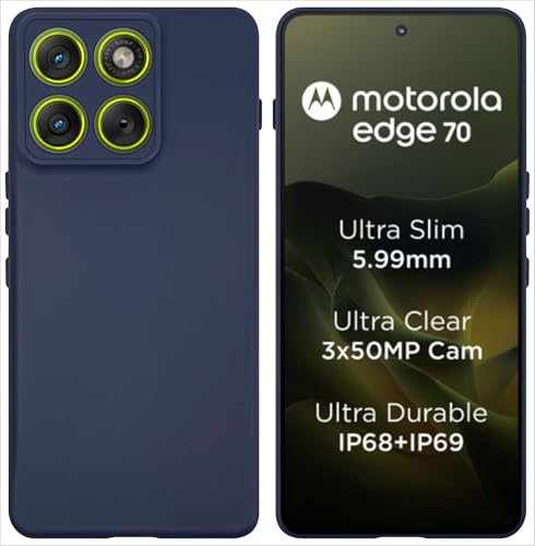Image of SBMS Silicone Back Cover Case for Motorola Moto Edge 70 5G | Soft Micro-Fibre Lining Inside | Camera Protection Bump | Shockproof Back Cover Case for Moto Edge 70 (Candy Cloth Blue)