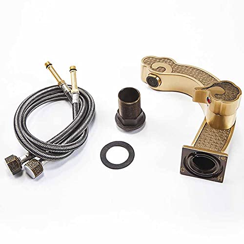 Robinet mélangeur de lavabo style rétro bronze avec mitigeur eau froide