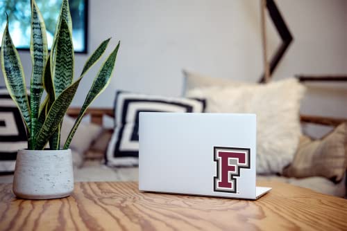 Image of Forham University Rams Block F Maroon and Grey Weatherproof Vinyl Sticker Car Decal from Nudge Printing