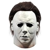 FULNEW Halloween Michael Myers Mask Original Realistic Horror Latex Mike Myers Mask Props (White+Knife)