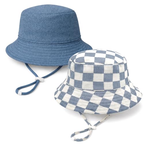 Baby Sun Hat Infant Toddler Summer Bucket Hat, Medical Cotton Yarn Sun Hats for Baby Boys Girls 6-24 Months
