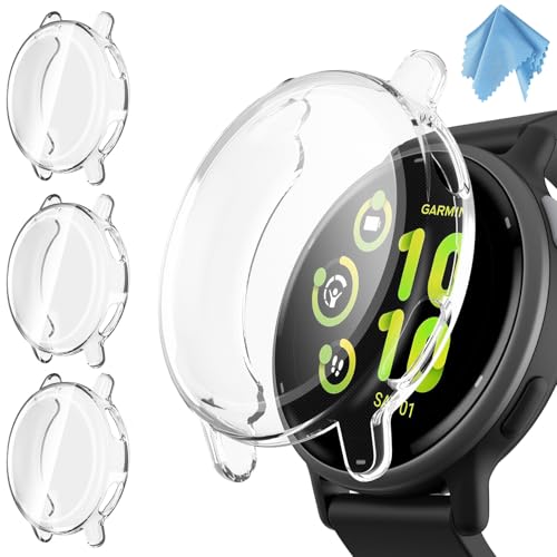Fintie 3 Packs Screen Protector Case Compatible with Garmin Vivoactive 5 Soft TPU Plated Bumper Full Cover Protective Cases Scratch-Proof (Clear x 3)