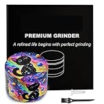 Sytranrein Herb Grinder – 4 Piece Grinder with Magnetic Top, Shark Teeth & Pollen Catcher –50mm Metal Grinder for Dry Herbs & Spices (Star Cat)
