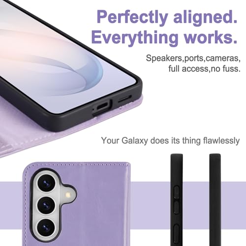 Funda Samsung S26 Plus carcasa tipo libro lavanda 5G con tarjetero protector RFID 4