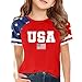 Girls Boys 4th of July American Flag Patriotic USA Shirt Kids Independence Day Tops Girl (Watermelon Red-2, 13-14 Years)