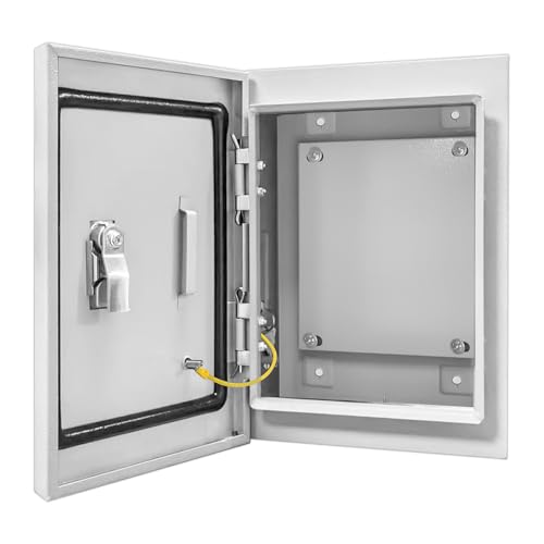 Outdoor Electrical Box 10 x 8 x 6''D NEMA 4X Enclosure Steel Box, Waterproof & Dustproof Outdoor/Indoor Lockable Electrical Junction Box, with Mounting Plate by CXCESNS - Used condition - US$36.31