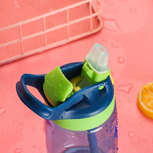 480ml Cartoon Drinkware Lekbestendig Kinderen Kids BPA Gratis Drinkfles Drinkbeker Water Fles met Rietjes (Blauw) - Image 8