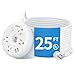 Extra Long Extension Cord 25 ft, NTONPOWER Flat Plug Power Strip with USB Ports, 4 Outlet Desktop Charging Station, Compact Wall Mount, Circuit Breaker, Home Office, Dorm, Garage, Ideal for Old House