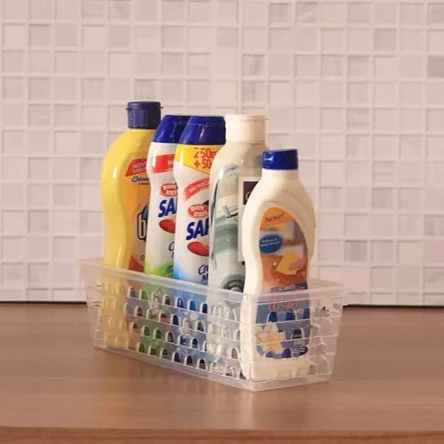 Kit Cesto Organizador Multiuso Comprido Transparente c/10 Unidades 8x11x28