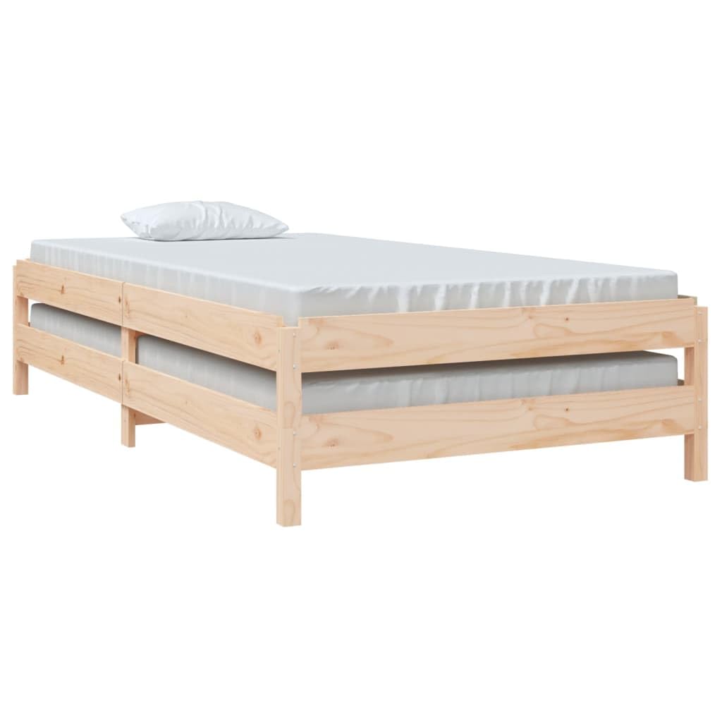 Massives Kiefernholz Stapelbett stabil stapelbar 100x200 cm Braun
