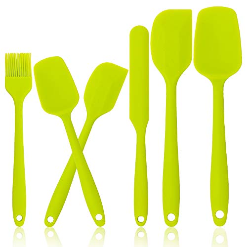 Silicone Spatulas Set of 6- Heat Resistant Rubber Spatula with Stainless Steel Core Non-Stick Spatula for Cooking Baking and Mixing Dishwasher Safe Green