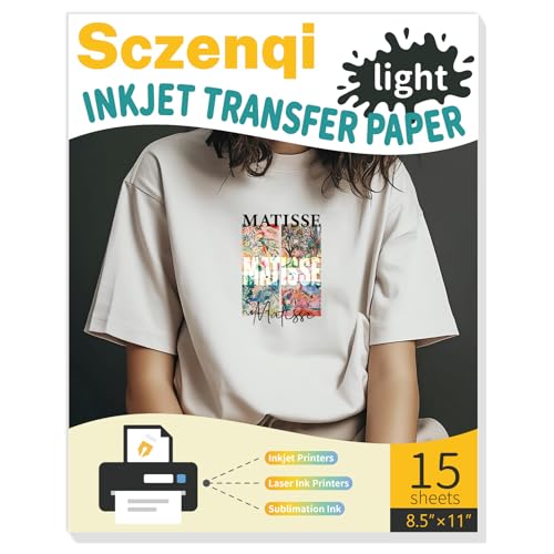 SCZENQI Heat Transfer Paper for T Shirts 15 Sheets, 8.5' X 11'...
