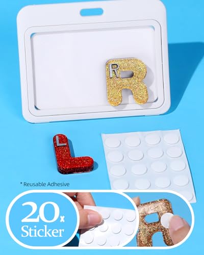 Image of Plifal Xray Markers with Lead Initials - Glitter Radiology X-ray Markers in Red & Yellow inchL&R inch Letter Shape Include Reusable Adhesive Tapes to Nurse Radiologist Badge Buddy, Easy to Identify