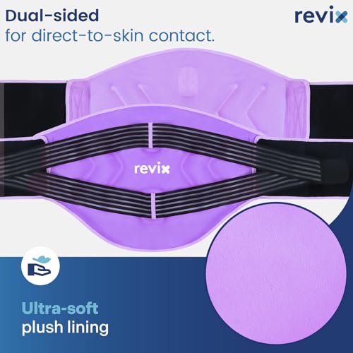 Image of REVIX Reusable Lower Back Ice Pack Wrap with Compression Straps, Adjustable Gel Ice Pack for Back, Lumbar, Sciatic Nerve, Post-Workout Recovery, Soft Plush Lining, Purple