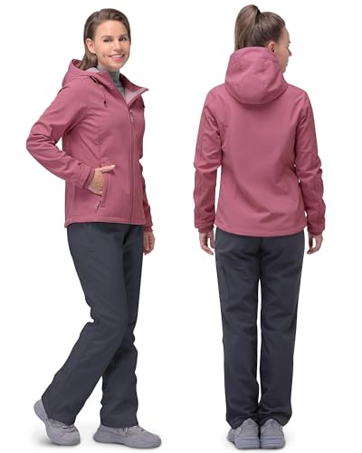 33,000ft Women's Waterproof Jacket, Ladies Lightweight Hooded Softshell Jacket Windproof Fleece Rain Jacket for Outdoor Hiking - Image 3