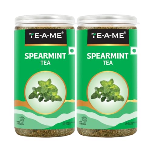 Image of TE-A-ME Spearmint Tea - 200g (200+ Cups) | Spearmint Leaves Tea for PCOS, PCOD & Facial Hair | Helps - Balance Hormones, Reduces Facial Hair & Acne | Supports Digestion | Herbal Tea - Dried Loose Leaf - Caffeine Free | 100g - Pack of 2