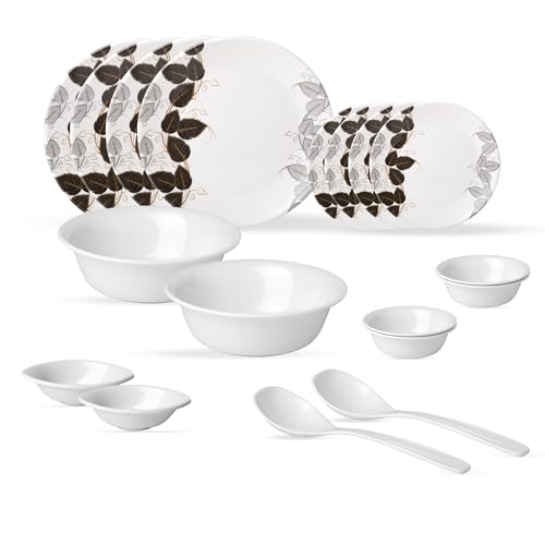 Image of Golden Fish 16 Pieces Complete Dinner Set for Home | 4 Full Plates, 4 Quarter Plates, 4 Veg Bowls, 2 Donga & 2 Serving Spoons | Ideal for Family Dining, Guests, Parties & Gifting 34