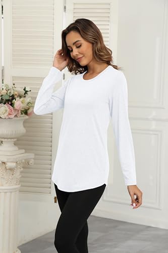 Smile Fish Womens Crewneck Long Sleeve Shirts Loose Fit Dressy Casual Fall Long Tee Tunic Tops4