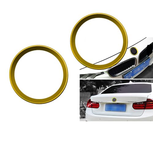 Image of SANRILY 2PC 74mm Emblem Decorative Ring Fit for BMW Front Hood Trunk 2.87inch Badge Logo Rings Replacement for BMW F23 E84 E30 E36 E46 E34 E39 E60 E65 E38 X3 X5 X6 1 3 4 5 6 7 Series (74+74 Gold)