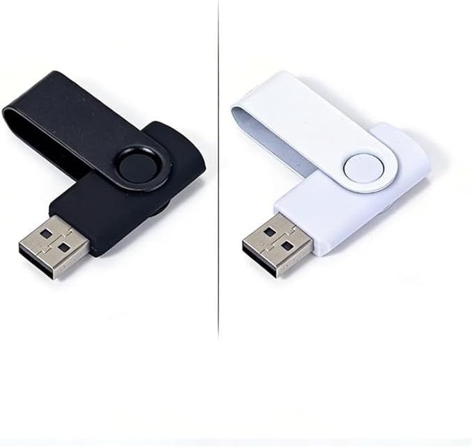 2 Pack Metal Swivel USB Flash Drive,512MB Storage in Black, Black-White & Black-Blue, USB 2.0 for Home & Office Use