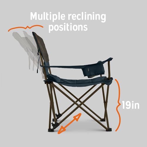 Image of Kelty Deluxe Lounge Chair - Folding Outdoor Camp Chair, Insulated Cupholders, Customized Recline, Steel Frame, Padded Roll Storage, 2024 (Deep Lake)
