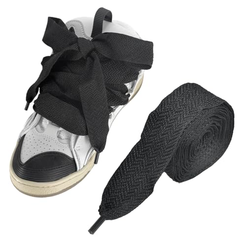 UamGlsob 3cm Thick Fat Shoe Laces for Lanvin Sneakers, Jumbo Chunky Shoelaces Shoe Strings Replacement Laces (Black, 54''/140cm)