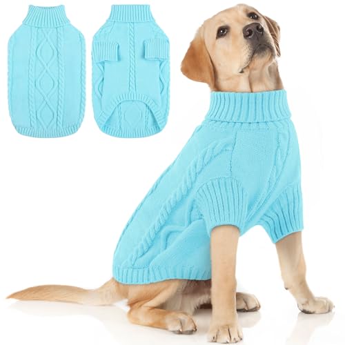 Image of Queenmore XXL Dog Sweater,Classic Knit Big Dog Christmas Sweater Turtleneck