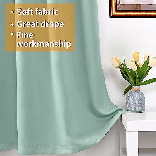 Image of YoungsTex Sage Green 100% Blackout Curtains for Bedroom 63 Inch Length, Double Layer Full Room Darkening Thermal Insulated Black Out Drapes for Living Room Privacy, 2 Panels, 42 X 63 Inch