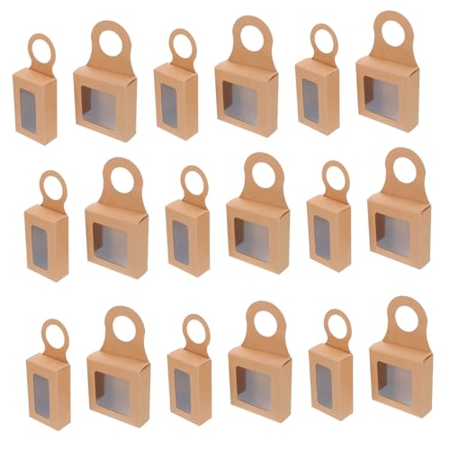 Veemoon 24 piezas Cajas Kraft para Botellas de Vino Cajas Colgantes Pequeñas con Ventana para y Chocolates para y Decoraciones Fiestas y Bodas Diseño Elegante y Compacto